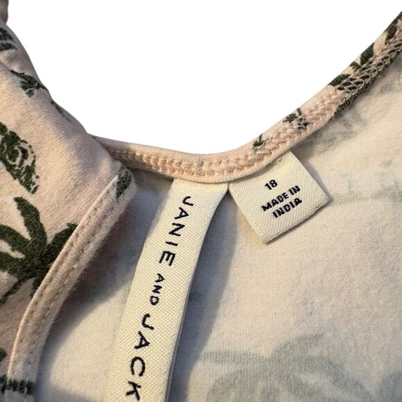 Janie and Jack Girls Palm Tree Print Dress Size 18 Big Kid Short Sleeve Casual - Picture 2 of 3